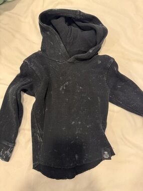 Little surfer dude Kids Waffle Knit Hooded Top - Black